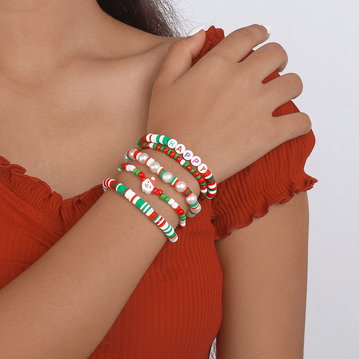 Wholesale Bracelet Clay Imitation Pearl Resin Christmas JDC-BT-QianDi002