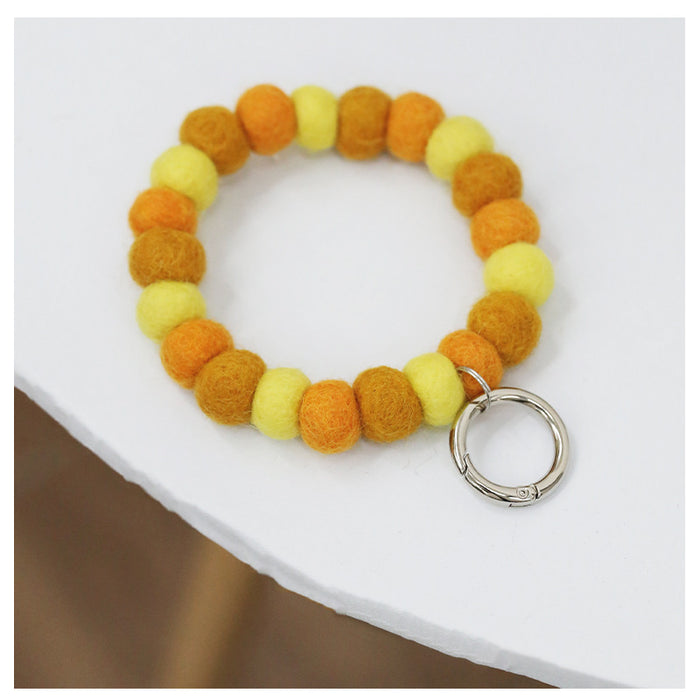 Wholesale cute wool felt ball bag pendant bracelet with keychain MOQ≥5 JDC-KC-FGu001