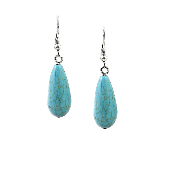 Wholesale Nepalese Tibetan Ornament Classical Miao Silver Turquoise Earrings MOQ≥2 JDC-ES-Ylh001