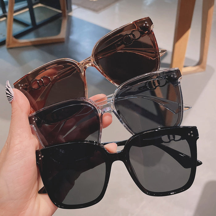 Wholesale Retro Tea Orange Sunglasses Large Frame UV Protection JDC-SG-MiM001