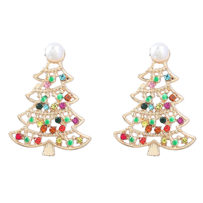 Wholesale Earrings Alloy Enamel Christmas Diamonds Christmas Tree JDC-ES-JL1036