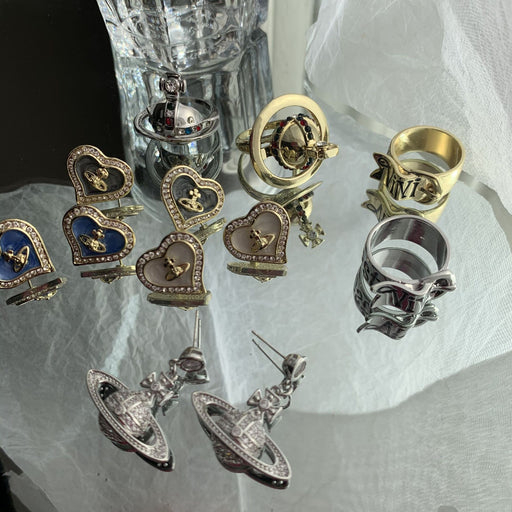 Jewelry WholesaleWholesale Vivianne WESTWOOK Saturn heart diamond multi-color vintage heart earrings JDC-ES-LuoE003 Earrings 珞儿 %variant_option1% %variant_option2% %variant_option3%  Factory Price JoyasDeChina Joyas De China