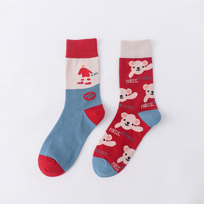 Wholesale trendy socks ab style pure cotton high socks cartoon flower JDC-SK-MianZu001