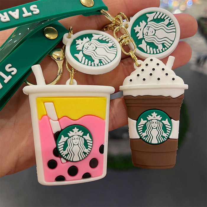 Wholesale Keychains PVC Hardware Milk Tea Coffee Cup Cute JDC-KC-MiaoY027