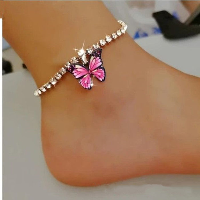 Wholesale Rhinestone Butterfly Pendant Creative Anklet JDC-AS-ShuK001