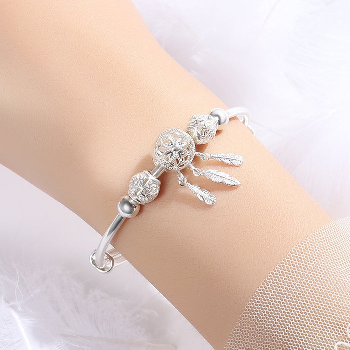 Wholesale Dream Catcher Sterling Silver Bracelet  Feather Tassel Adjustable JDC-BT-Kais001