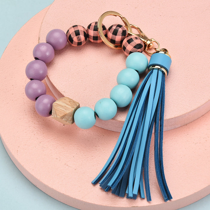 Wholesale Tassel Wood Beads Fashion Beads Bracelet Keychain JDC-KC-YPin012