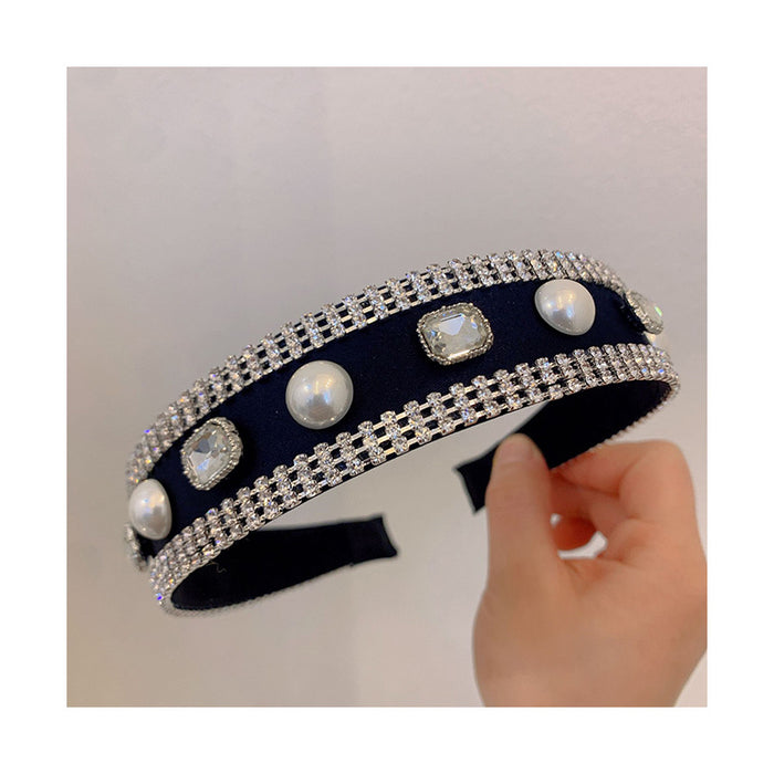 Wholesale headband high-quality diamond super flash hairpin all-match pearl wide edge (F) JDC-HD-NImeng003