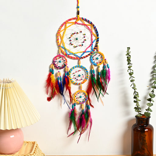 Jewelry WholesaleWholesale Colorful Iron Ring Feather Velvet Colorful Beads Dreamcatcher JDC-DC-JunX004 Dreamcatcher 俊贤 %variant_option1% %variant_option2% %variant_option3%  Factory Price JoyasDeChina Joyas De China