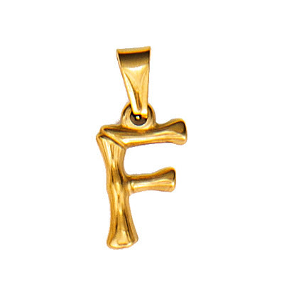 Wholesale Bamboo Three-dimensional Titanium Steel Plated 18K Gold Pendant MOQ≥2 JDC-PT-QianJ001