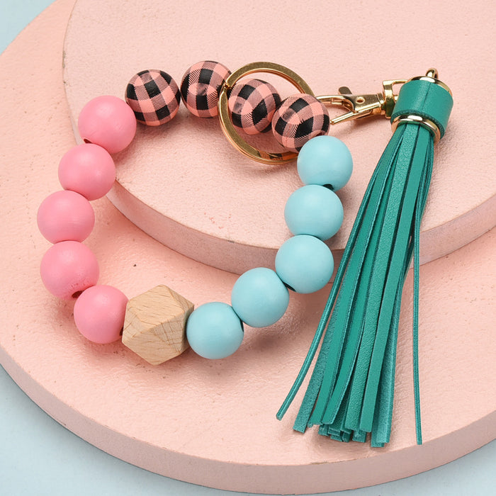 Wholesale Tassel Wood Beads Fashion Beads Bracelet Keychain JDC-KC-YPin012