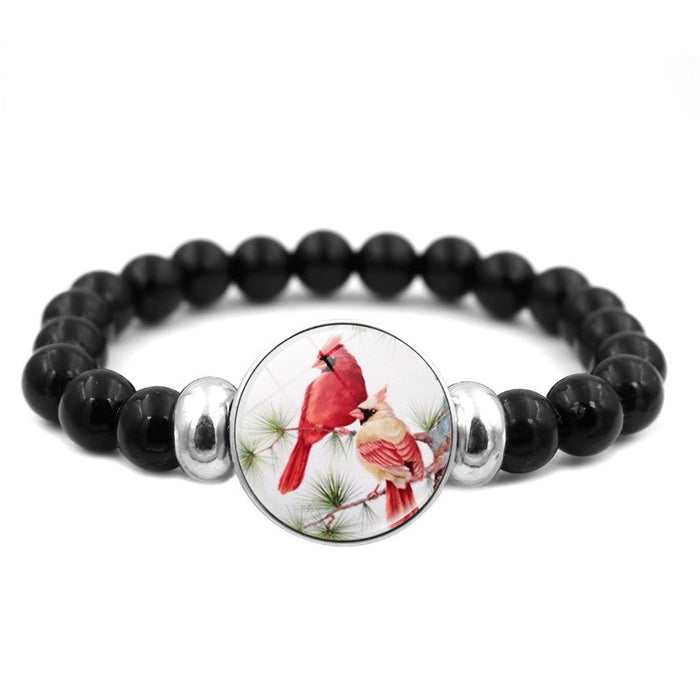 Wholesale Bracelet Alloy Glass Sheet Cardinal Black Beaded JDC-BT-HengX025