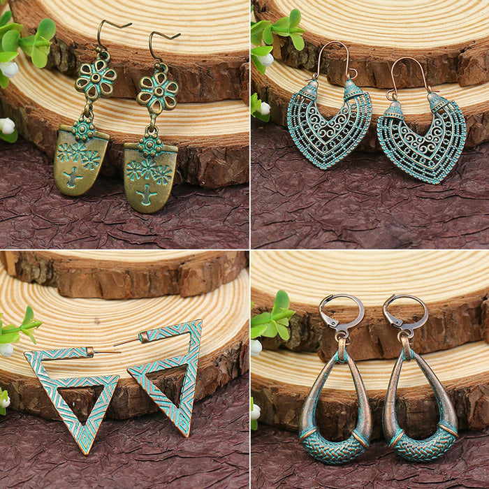 Wholesale Earring Alloy Flower Leaf Texture Vintage MOQ≥2 JDC-ES-HH039