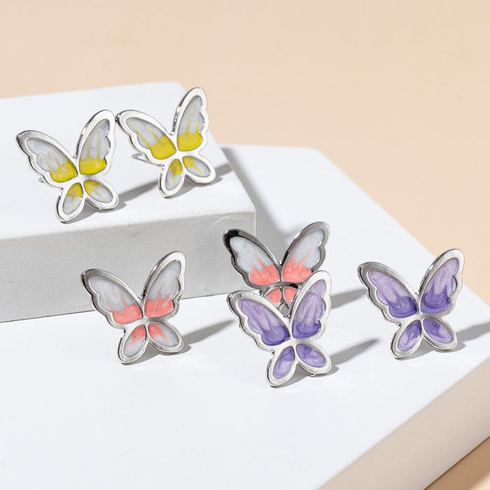 Wholesale Symphony Butterfly Color Alloy Earrings  MOQ≥3 JDC-ES-XLH003