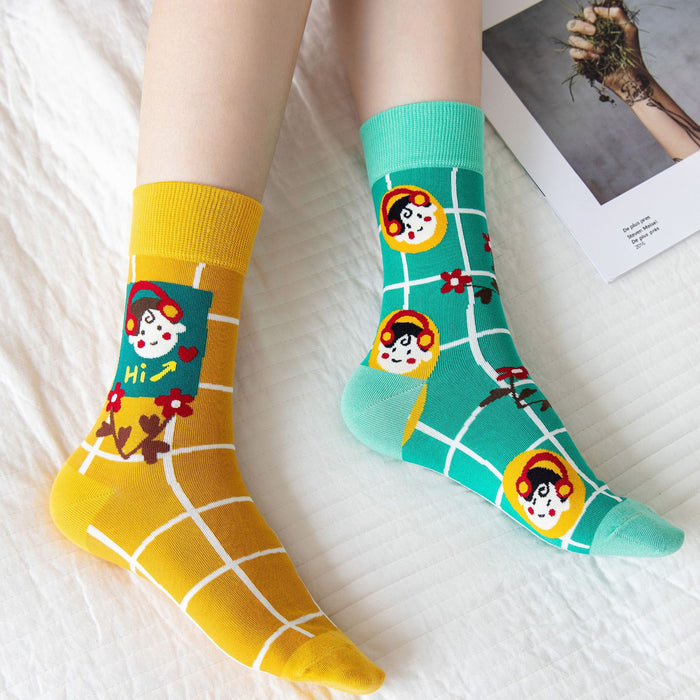 Wholesale trendy socks cotton socks high socks creative cartoon flower JDC-SK-MianZu003