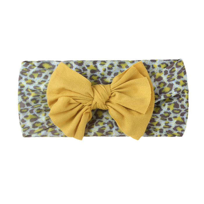 Wholesale leopard print solid color bow nylon bandana baby sweatband JDC-HD-ML030