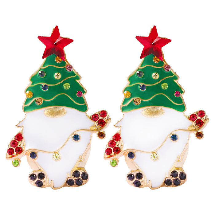 Wholesale Earrings Alloy Drop Oil Christmas MOQ≥2 JDC-ES-SHIYU002