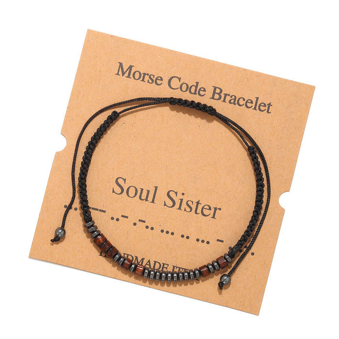 Wholesale Morse Code Crystal Couple Bracelet JDC-BT-ZhuJ003