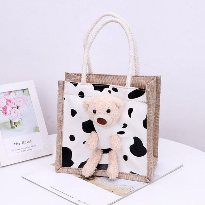 Jewelry WholesaleWholesale cute bear canvas personalized graffiti Bento bag hand bag  (F) JDC-HB-Aiben005 Handbags 艾奔 %variant_option1% %variant_option2% %variant_option3%  Factory Price JoyasDeChina Joyas De China