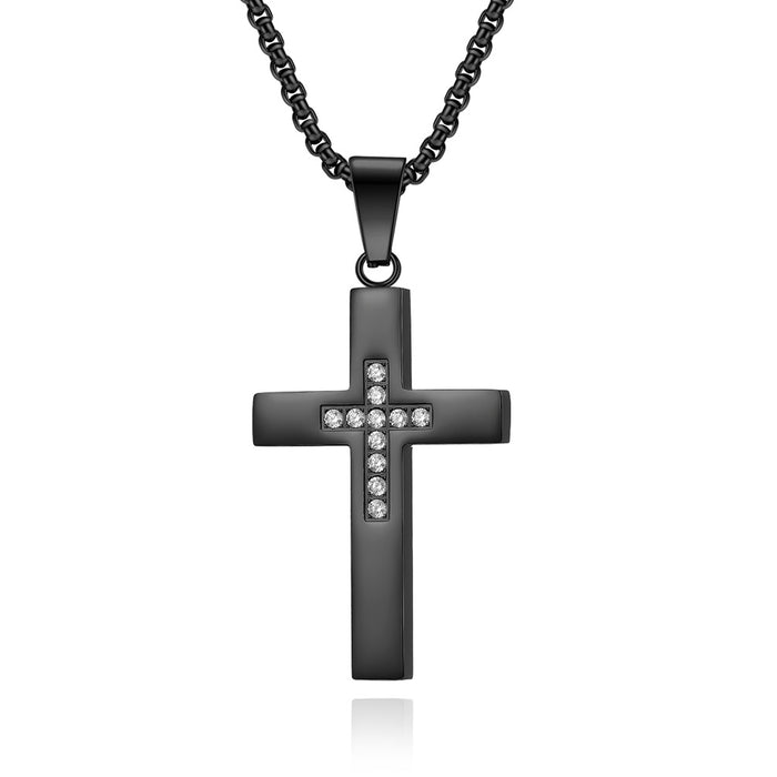 Wholesale Stainless Steel Diamond Cross Necklace JDC-NE-QianF010