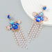 Jewelry WholesaleWholesale Blue Rhinestone Tassel Earrings JDC-ES-JL924 Earrings 氿乐 %variant_option1% %variant_option2% %variant_option3%  Factory Price JoyasDeChina Joyas De China