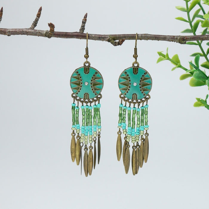 Wholesale Earrings Alloy Rice Beads Tassel JDC-ES-Yuhong012