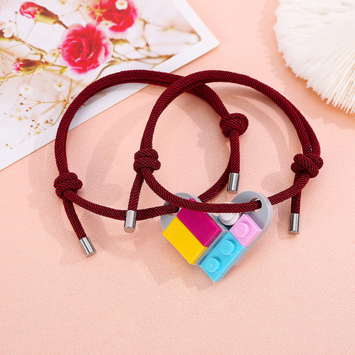 Wholesale Milanese Rope Building Blocks Assembled Love Couple Bracelet JDC-BT-ZiR013