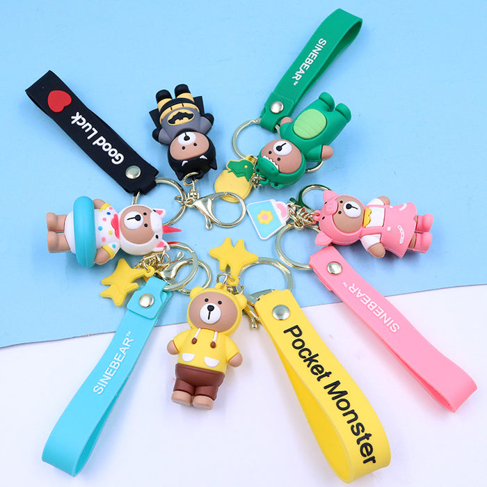 Wholesale three-dimensional doll keychain PVC doll key pendant cute cartoon JDC-KC-LEn001