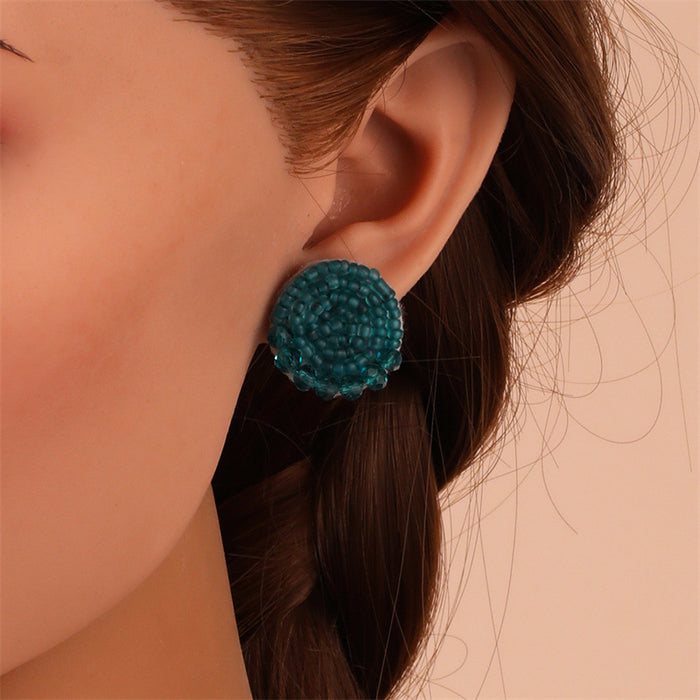 Wholesale Earrings Rice Beads Bohemian Geometric Crystal Stud Earrings JDC-ES-GuTe047