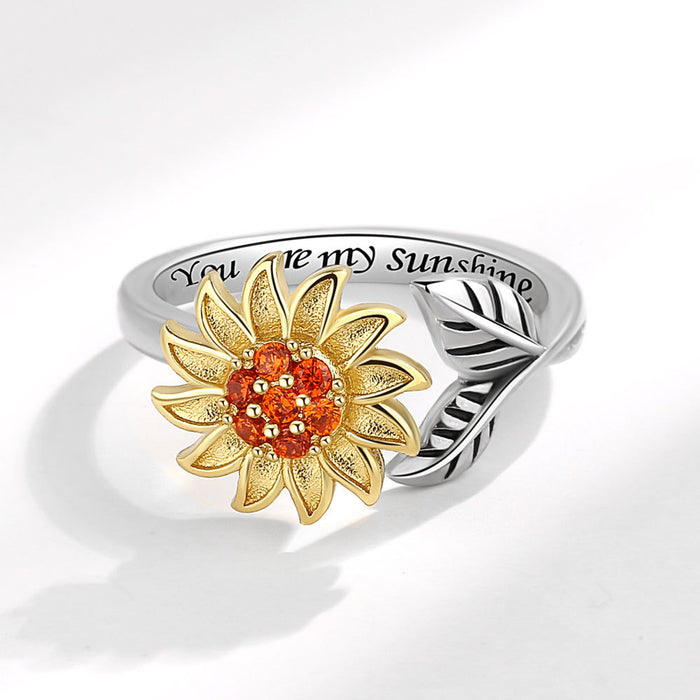 Wholesale Rings Copper Sunflower Rotatable Adjustable JDC-RS-YZM109