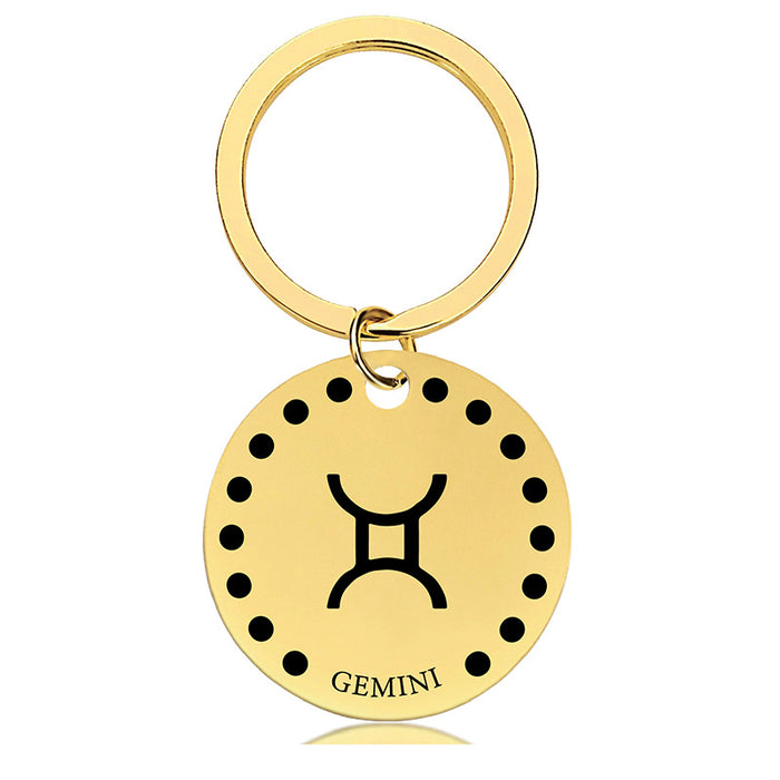 Jewelry WholesaleWholesale Zodiac Sign Gold Stainless Steel Lettered Metal Keychain JDC-KC-GangGu021 Keychains 钢古 %variant_option1% %variant_option2% %variant_option3%  Factory Price JoyasDeChina Joyas De China