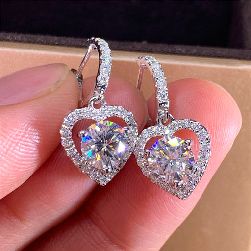 Jewelry WholesaleWholesale Heart Shaped Zircon Copper Earrings MOQ≥2 JDC-ES-CaoS033 Earrings 曹适 %variant_option1% %variant_option2% %variant_option3%  Factory Price JoyasDeChina Joyas De China