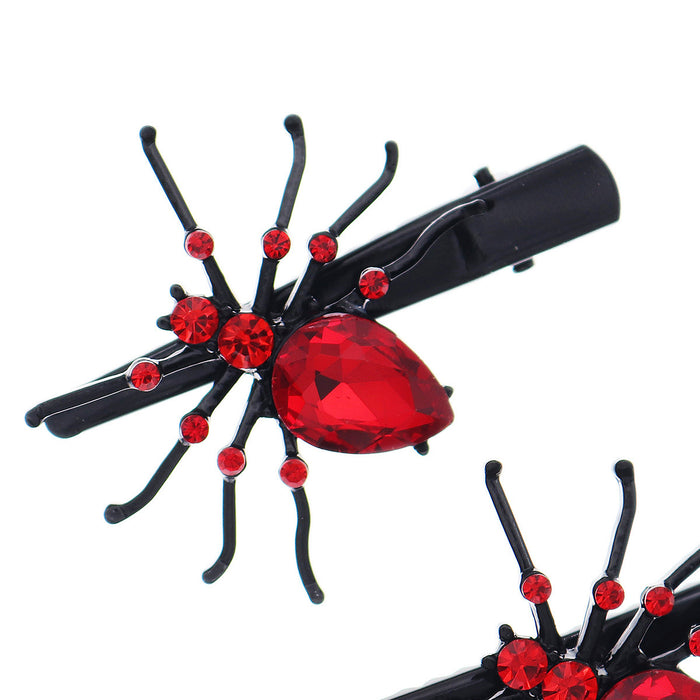 Wholesale Hair Clips Alloy Set Rhinestone Skull Spider Halloween 6pcs MOQ≥2 JDC-HC-LANGL001