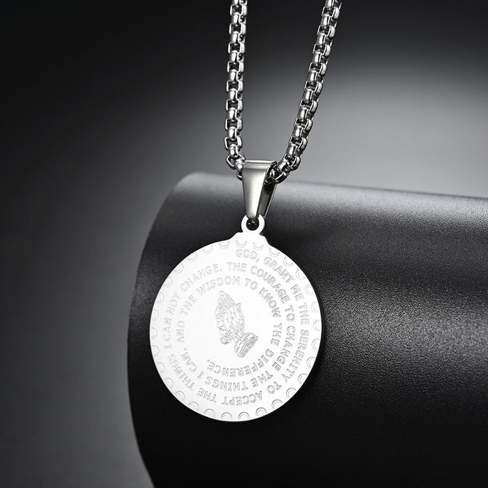 Wholesale Stainless Steel Praying Hands Medal Necklace MOQ≥2 JDC-NE-PREMQIANF001