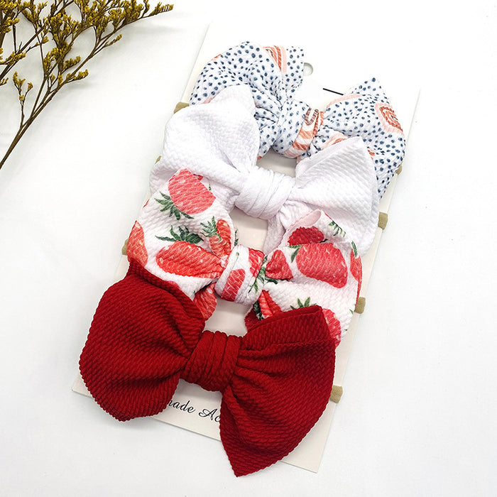 Wholesale solid color printed bow kids hair band set of four JDC-HD-KAXi002