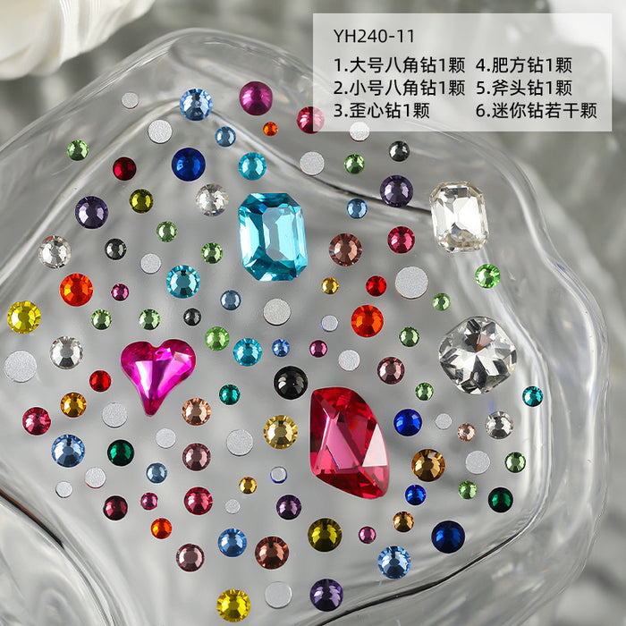 Wholesale Colored Gemstones Shaped Plastic Drill Nail Art Decorations JDC-NS-Wenyu002