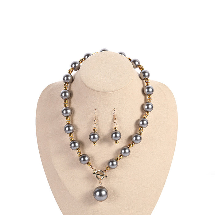 Wholesale pearl necklace Freshwater Pearl Earrings Bracelet Clavicle Necklace Set MOQ≥2 JDC-NE-NanH003