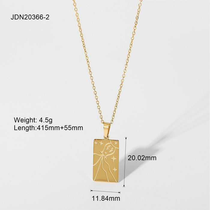 Wholesale Stainless Steel Necklace Fashion Personality Necklace Square Tarot Card Illustration JDC-NE-JD396