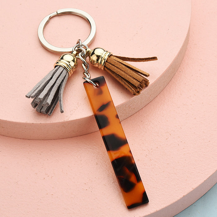 Wholesale 26 English alphabet keychain leopard pattern JDC-KC-YPin006