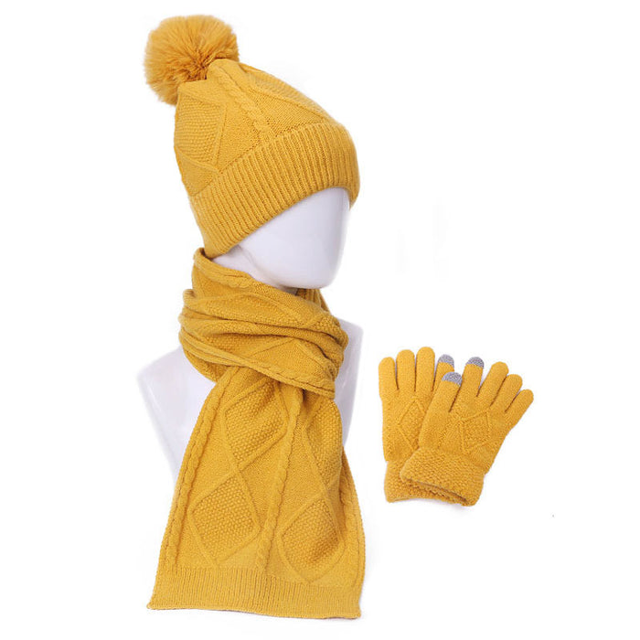 Wholesale Scarf Hat Gloves Three-piece Set Cotton Acrylic Plus Fleece Thickening Keep Warm JDC-SF-Kaip008