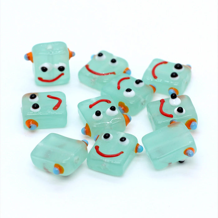 Wholesale Pendant Glass Beads Cute Robot Diy Glass Beaded Accessories MOQ≥2 JDC-PT-BiLai001