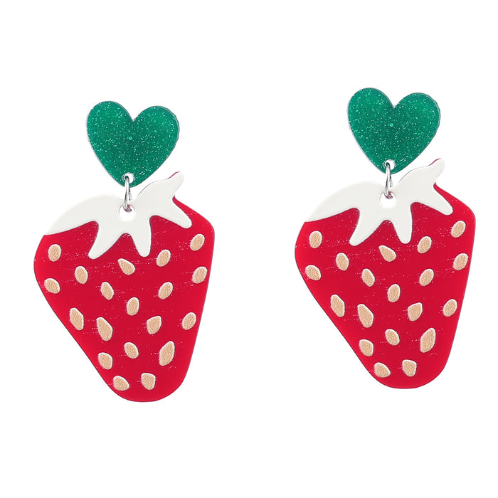 Wholesale plastic small fresh geometric resin strawberry mushroom earrings MOQ≥2 JDC-ES-jiul007