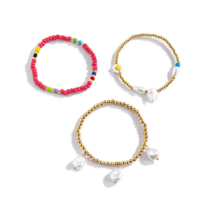 Wholesale Color Beaded Bracelet Set Contrast Color Beads JDC-BT-XueR018
