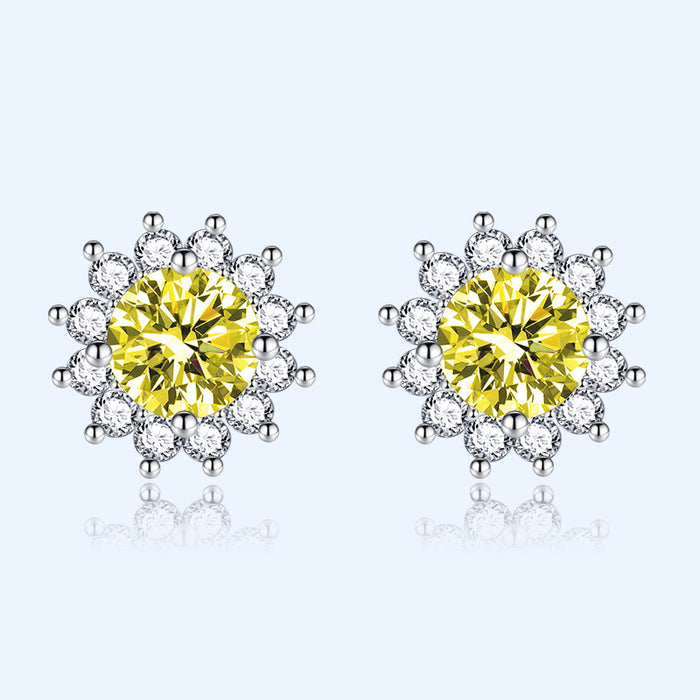 Jewelry WholesaleWholesale yellow sunflower silver plated diamond stud earrings JDC-ES-BZ019 Earrings 标志 %variant_option1% %variant_option2% %variant_option3%  Factory Price JoyasDeChina Joyas De China