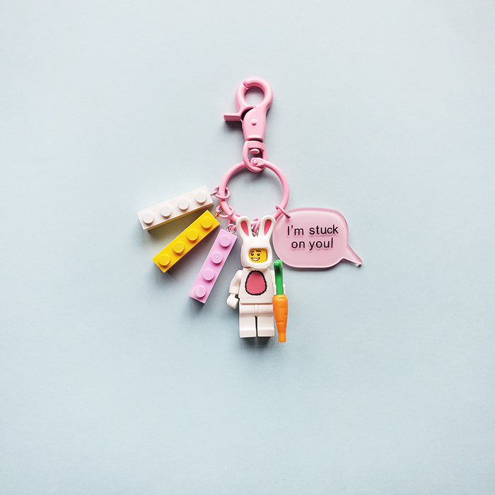 Wholesale Cartoon Building Blocks Plastic Keychain (M) JDC-KC-XiangYi002