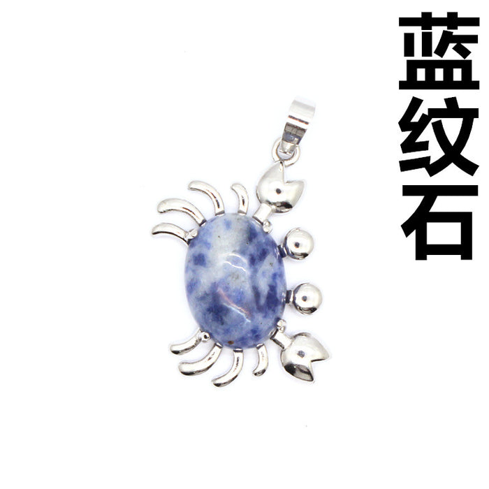 Wholesale necklace titanium steel small crab small pendant purple agate MOQ≥2 JDC-NE-Jinshe005