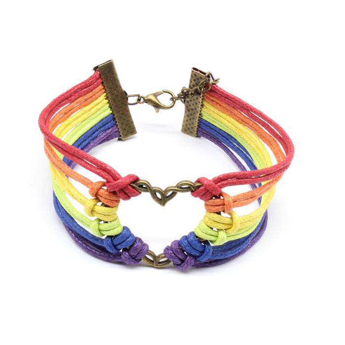 Wholesale LGBT Women's Bracelet Handmade Covenant LGBT Comrade Rainbow Color JDC-BT-HanJ036