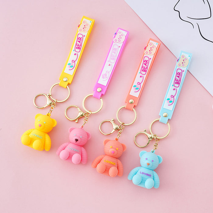 Wholesale Keychains For Backpacks PVC Bear Keychain Love Bear Cute Girl Heart MOQ≥2 JDC-KC-YY030