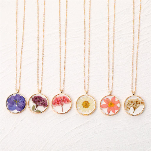 Jewelry WholesaleWholesale vintage round resin dried flower necklace MOQ≥3 JDC-NE-Juej011 Necklaces 觉际 %variant_option1% %variant_option2% %variant_option3%  Factory Price JoyasDeChina Joyas De China