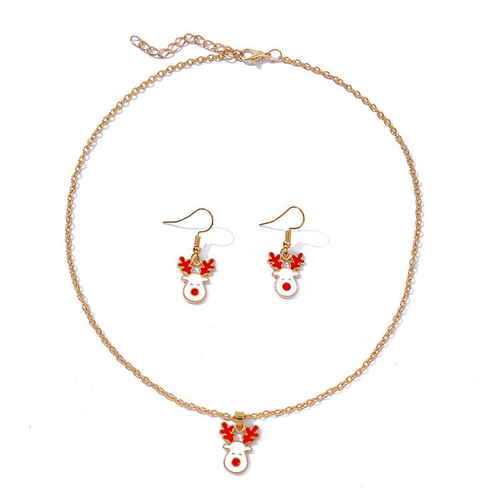 Wholesale Necklace Christmas Style Alloy Necklace Earrings Set Elk Style MOQ≥2 JDC-ES-HaoBiao009